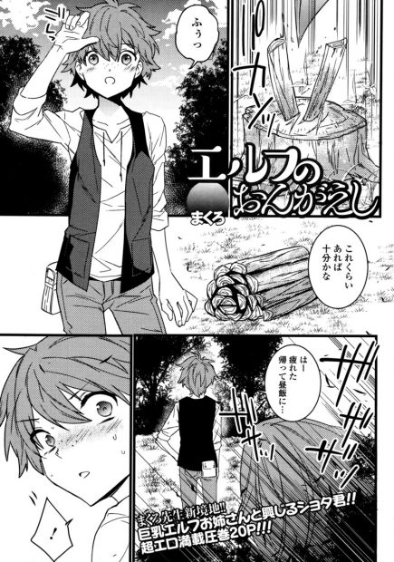 【エロ漫画】逃亡中の爆乳美魔女エルフをかくまう山小屋に一人暮らしのショタwwお礼にお風呂でご奉仕手コキから騎乗位ナマ挿入して中出しで筆おろししてエルフと人間ハーフの子孕んじゃうw