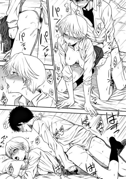 【エロ漫画】JKとたこ焼き食べてたらセックスに誘われさっそく部屋でちっぱいやクリを弄る男子ｗｗ射精してはお掃除フェラしてもらいもう勃たなくなるまでヤり続けるｗｗｗ